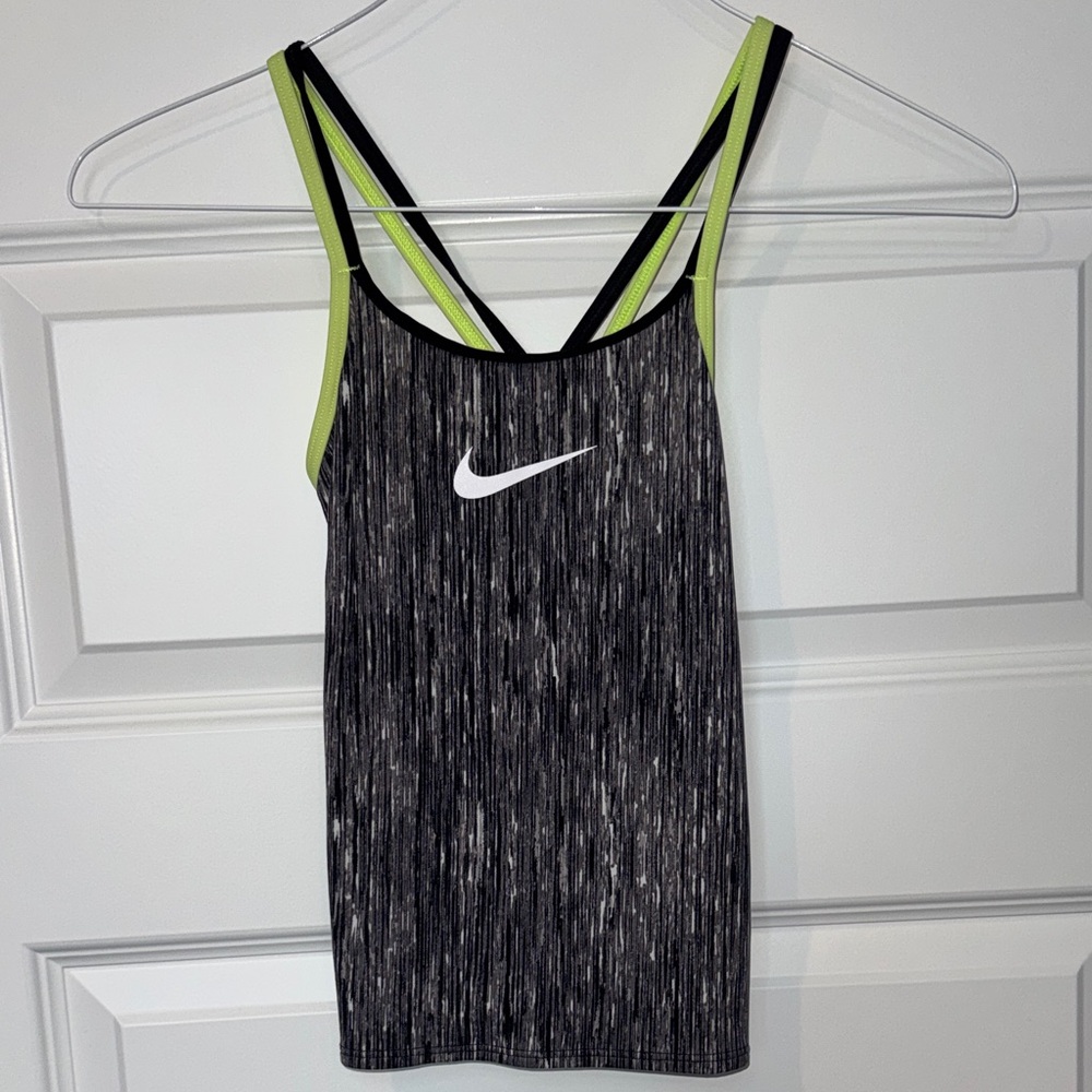 Nike Girl’s Black and White Camisole with Lime Accents